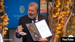 Дмитрий Муратов на вручении Нобелевской премии