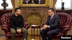 Volodimir Zelenszkij és Mike Johnson Washingtonban 2023. december 12-én