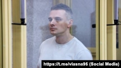 Artsyom Lyabedzka, the son of a member of Belarus's government in exile, was arrested in March and sentenced to 15 days in jail and later remanded in custody.