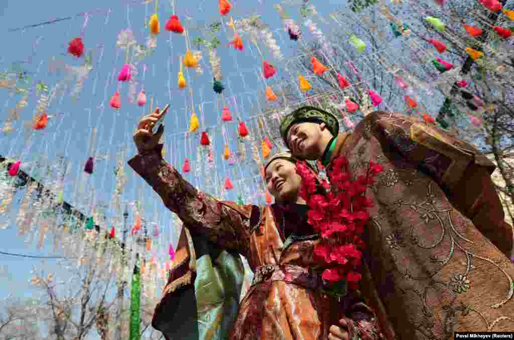 Participants take a selfie in Almaty, Kazakhstan, on March 21. Celebrated on the spring equinox, Norouz is a celebration of love, fertility, and spiritual renewal that spreads the message of hope far and wide and lasts for 13 days.