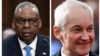 Secretarul american al apărării Lloyd Austin (stânga) și ministrul rus al apărării Andrei Belousov (fotografie combinată)