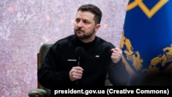 Președintele Ucrainei, Volodimir Zelenski, în timpul conferinței de presă organizată la prima aniversare a invaziei pe scară largă a Ucrainei de către Rusia, 24 februarie 2023