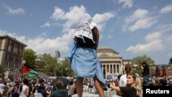 Protest pro-palestinian la Universitatea Columbia din New York.