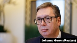 Predsednik Srbije Aleksandar Vučić na sastanku u Briselu, 27. februar 2023. 