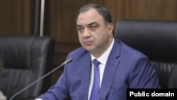 Armenia - Interior Minister Vahe Ghazarian meets with parliarnent deputies, October 30, 2023.