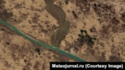 17-nji ýanwar - 11-nji fewral aralygynda düşürilen satellit suratlary Garagum kanalynyň hanasynyň ugrunda emele gelen suw joşmasyny gerimini açyp görkezýär. 