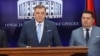 Presidenti i Repubikës Sërpska, Millorad Dodik, dhe kryetari i Parlamentit të këtij entiteti, Nenad Stevandiq. Banjalluka, 12 mars 2025. 