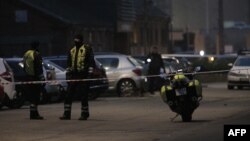 Копенгаген. Полиция на месте нападения со стрельбой 14 февраля 2015 г. 
