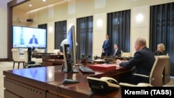 Președintele rus Vladimir Putin la summitul virtual G20, 26 martie 2020.
