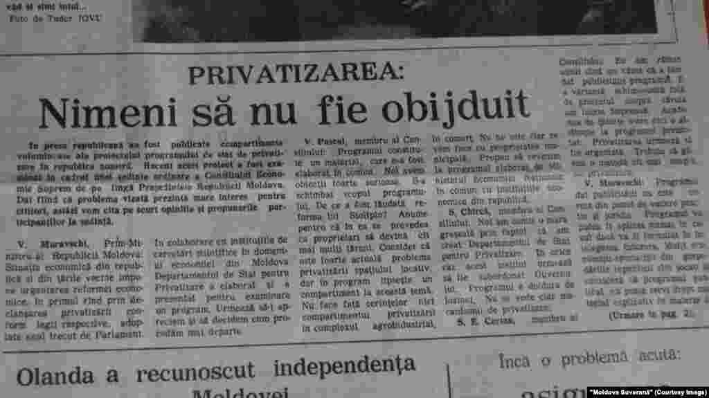 "Moldova Suverană", 31 ianuarie 1992