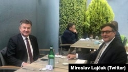 Përfaqësuesit Special i BE-së për dialogun Kosovë-Serbi, Mirosllav Lajçak dhe Zëvendës Ndihmës Sekretari i Shtetit të SH.B.A.-ve, Matthew A. Palmer.