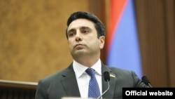 Armenia - Speaker Alen Simonian speaks during a parliament session, September 13, 2021.