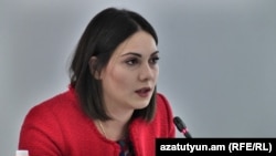 Armenia -- Deputy Justice Minister Srbuhi Galian speaks in Yerevan, October 15, 2019.