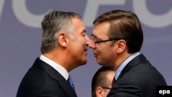 Presidenti i Malit të Zi, Millo Gjukanoviq, dhe ai i Serbisë, Aleksandar Vuçiq - foto arkivi.