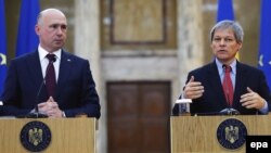 Premierul Pavel Filip la o întîlnire cu omologul său de la București, Dacian Cioloș, în ianuarie 2016