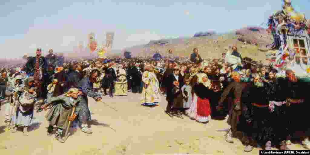 "Курск губерниясындагы кресттик жүрүш". И.Репин.1880-1883-жылдар.
