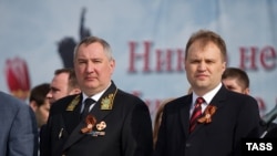 Vicepremierul rus Dmitri Rogozin mereu binevenit la Tiraspol. În 2014, cu Evgheni Șevciuc
