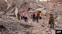 محل یکی از انفجارهای شدید در شهر حلب در روز چهارشنبه، ۱۲ مهر.