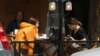 Armenia -- Customers at a cafe in Yerevan, May 4, 2020.