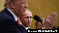 Президент США Дональд Трамп і президент Росії Володимир Путін під час спільної пресконференції в Гельсінкі 16 липня 2018 року