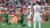 Conor Hourihane, Adam Idah, Szalai Ádám és Bolla Bendegúz a Magyarország-Írország barátságos meccs kezdeténél, 2021. június 8-án.