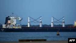 The Iranian ship Bavand is seen anchored in the port of Paranagua, Brazil.