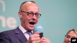 Reakcija kandidata za kancelara i lidera CDU-a Friedricha Merza nakon objavljenih rezultata izlazne ankete za njemačke izbore, u Berlinu, 23. februara 2025.