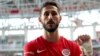 Sagiv Jehezkel, aici în momentul când și-a arătat la TV mesajele politice, se afla la Antalyaspor din septembrie, venind de la Hapoel Beer Sheva. (Foto: Handout / DHA (Demiroren News Agency) / AFP)