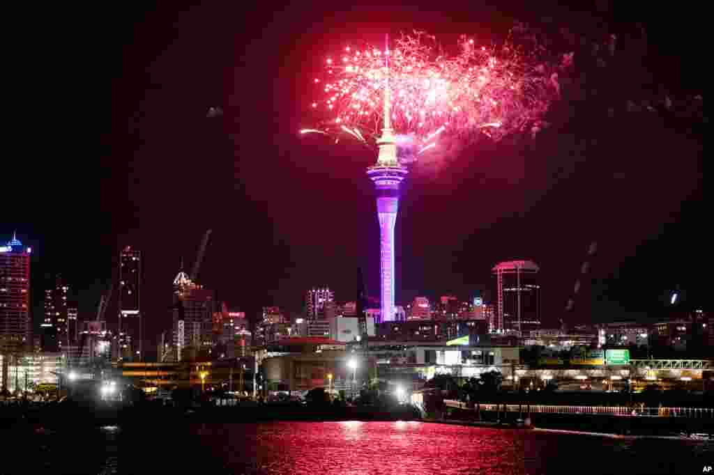 Sky Tower, Auckland, Noua Zeelandă,1 ianuarie 2023.
