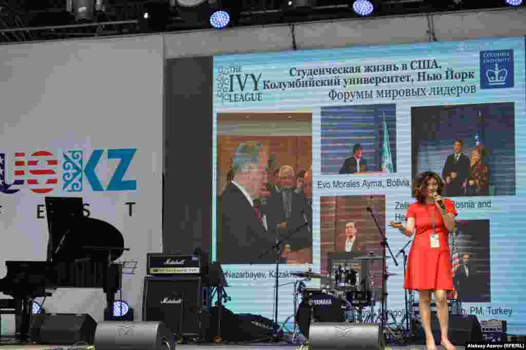 Фестиваль күндері АҚШ-та білім алып, табысқа жеткен қазақстандықтар туралы фотокөрме ұйымдастырылды. Олардың кейбірі фестивальге келіп, Америкада қалай білім алғаны жайлы айтып берді. Мысалы, Шолпан Пірімбетова провизор дипломымен Нью-Йорктегі Колумбия университетінде екі жыл білім алған. Екі жолы университетке түсе алмаған Шолпан үшінші рет талпынғанда оқуға қабылданған. Ол Америкада білім алған кезең өмірінің ең жарқын сәттерінің бірі екенін айтады. Ол Колумбия университеті студенттеріне мемлекет басшыларымен кездесіп, оларға сұрақ қою еш қиындық тудырмайтынын әңгімелеп берді. Мысалы, АҚШ-та оқып жүрген кезінде ол Қазақстан президенті Нұрсұлтан Назарбаевпен кездесуге қатысқан. Шолпан өзі түсірген мемлекет басшыларының фотоларын үлкен экраннан көрсетті. Қазір ол Колумбия университеті жанындағы «Орталық Азиядағы ғаламдық денсаулықты зерттеу орталығы» аймақтық директорының орынбасары болып жұмыс істейді.
