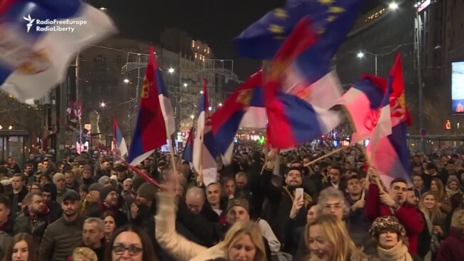Protesters March For 11th Consecutive Week Through Belgrade