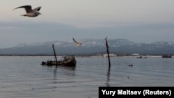 A sunken vessel is seen near Kunashir, one of four islands known as the Southern Kuriles in Russia and the Northern Territories in Japan. (file photo)