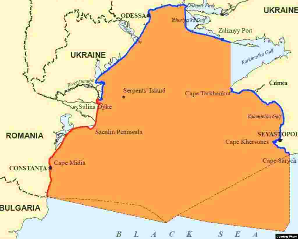 Карти району острова Зміїний із рішення Міжнародного суду – карта 2 - Зона делімітації, визначена Судом