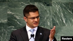 Vuk Jeremić na zasedanju Generalne skupštine UN u Njujorku, septembar 2012.