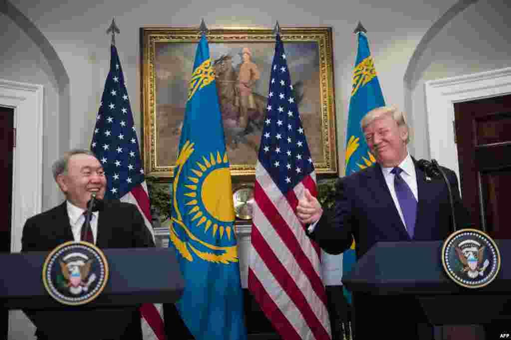 Трамп "Қазақстанда жасап жатқан істеріңіз үшін рахмет. Қазақстан-Орталық Азиядағы басты серіктесіміз" деді. Вашингтон, 16 қаңтар 2018 жыл. 