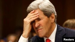 Госсекретарь США Джон Керри на слушаниях в комитете по международным делам Сената на Капитолийском холме в Вашингтоне. 8 апреля, 2014.