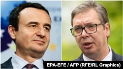 Premijer Kosova Albin Kurti (lijevo) i predsjednik Srbije Aleksandar Vučić