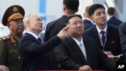 Президент Росії Володимир Путін і його північнокорейський колега Кім Чен Ин під час зустрічі 13 вересня 2023 року