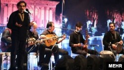 Ahmad Mehrchian and his wife, Zohreh Barati, decided to launch their protest after a concert by the veteran traditional musician Shahrem Nazeri (far left) and his son was canceled by authorities at short notice.