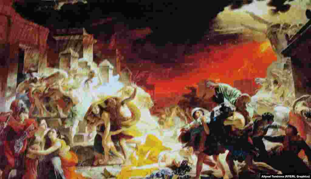 "Помпейдин акыркы күнү". К. Брюллов. 1833-ж.(май боёк.)