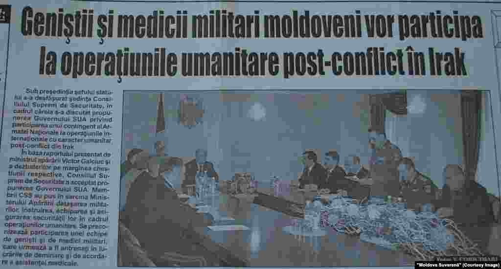 "Moldova Suverană", 23 aprilie 2003, genişti şi medici moldoveni în Irak