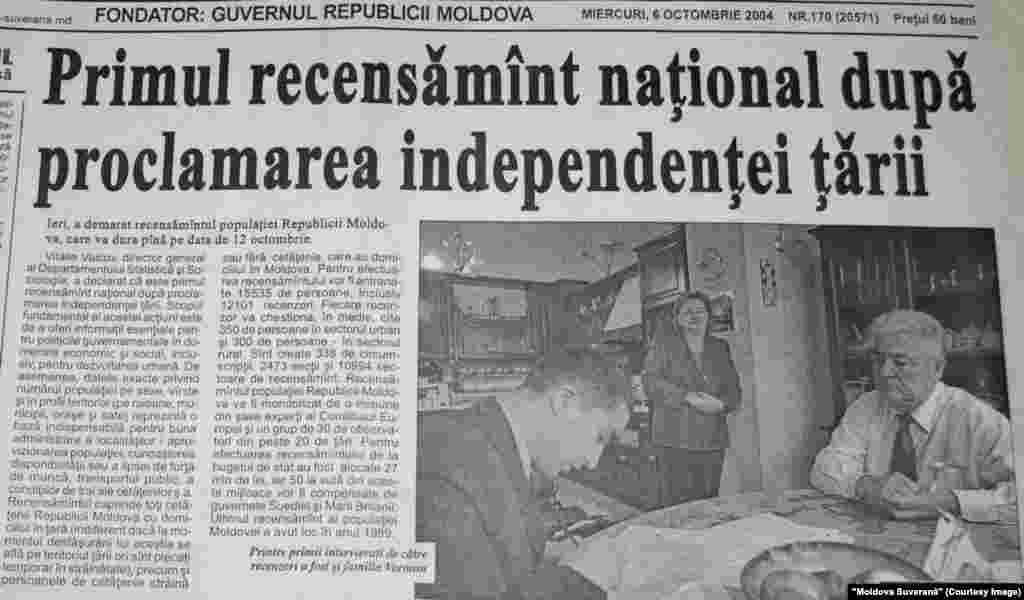 "Moldova Suverană", 6 octombrie 2004, recensământul populaţiei, recenzaţi soţii Taisia şi Vladimir Voronin