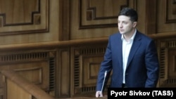 Володимир Зеленський на слуханні Конституційного суду, який розглядає відповідність Конституції України його указу про розпуск парламенту, Київ, 11 червня 2019 року