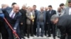 Armenia -- Energy Minister Armen Movsiaian (L) and his Iranian counterpart Majid Namju launch the construction of an Armenian-Iranian power transmission line, 14Oct2010.