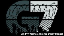 Ilustrație de Andri Iermolenko pe tema G7 și a deținuților ucraineni din Rusia