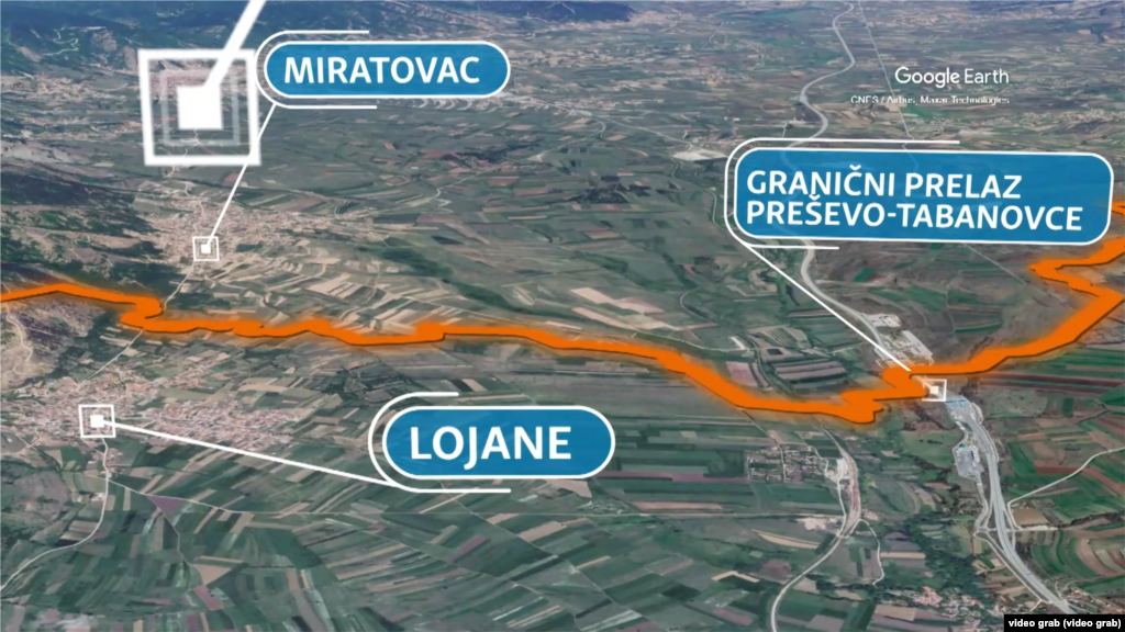 Мапа со обележаниот потег на кој е поставена оградата.