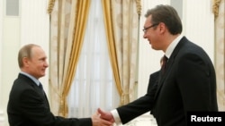 Премиерот на Србија Александар Вучиќ и претседателот на Русија Владимир Путин, Москва, 26.05.2016.