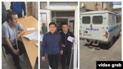 Момент задержания Ормукова (стоп-кадры, взятые из прямого эфира на его странице в Facebook’е).