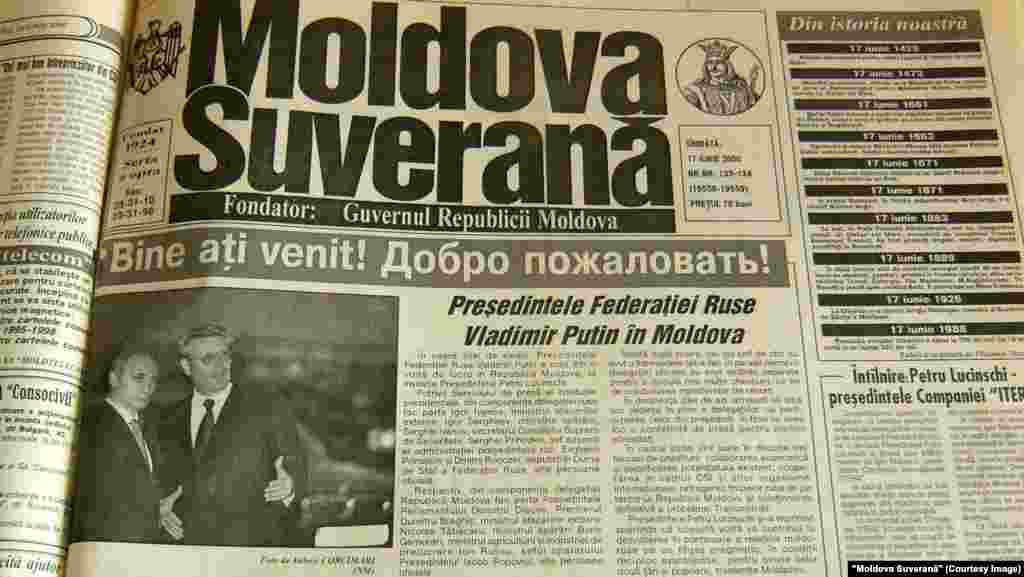 "Moldova Suverană", 17 iunie 2000, vizita preşedintelui rus Vladimir Putin la Chişinau