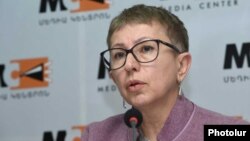 Armenia - Larisa Minasian, executive director of Open Society Foundations-Armenia, at a press conference in Yerevan, March 5, 2019.